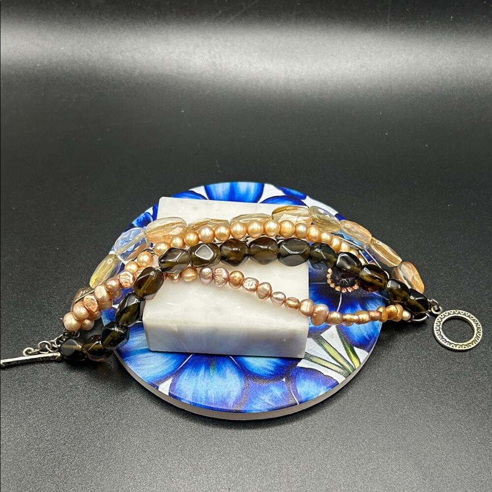 Silpada five-strand bracelet 925 sterling freshwater pearls toggle clasp #388